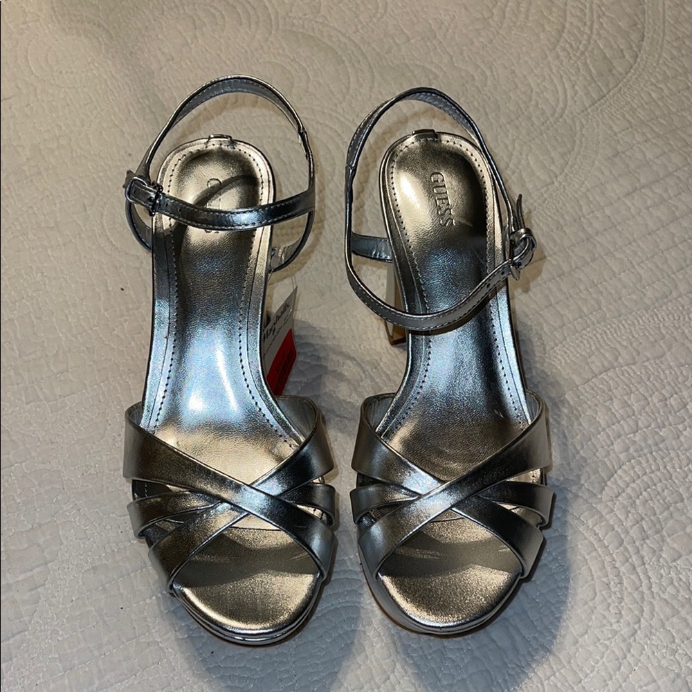 Guess Women's Metallic Silver Heels